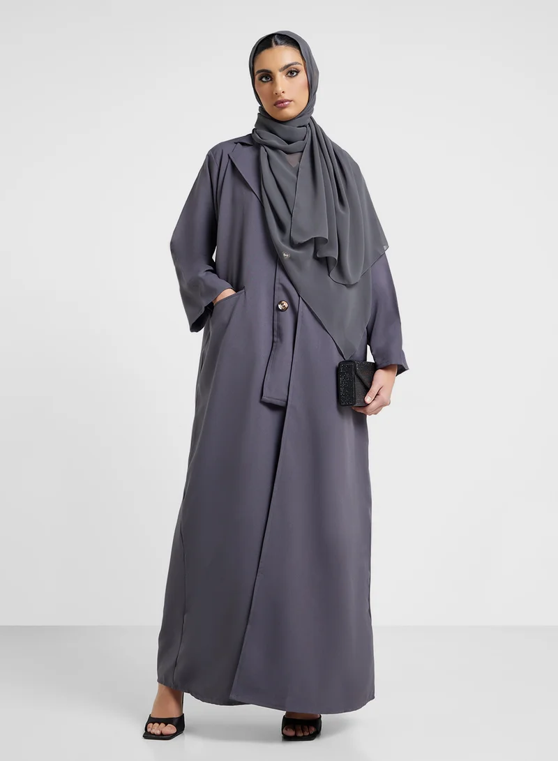 Khizana Trench Abaya With Sheila