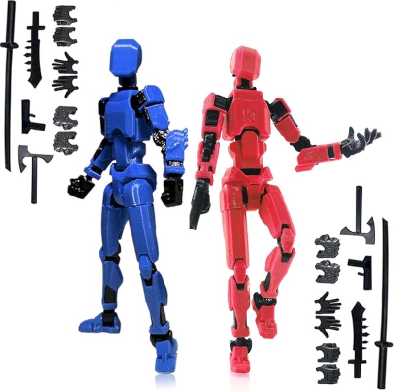 KIDSZONE DIY T13 3D Printed Movable Robot T13 Action Figure Dummy13,Hand Painted Figures, Desk Decoration, for Collectors Game Lovers,Creative Gifts For Boys Girls (2 Random Colors)