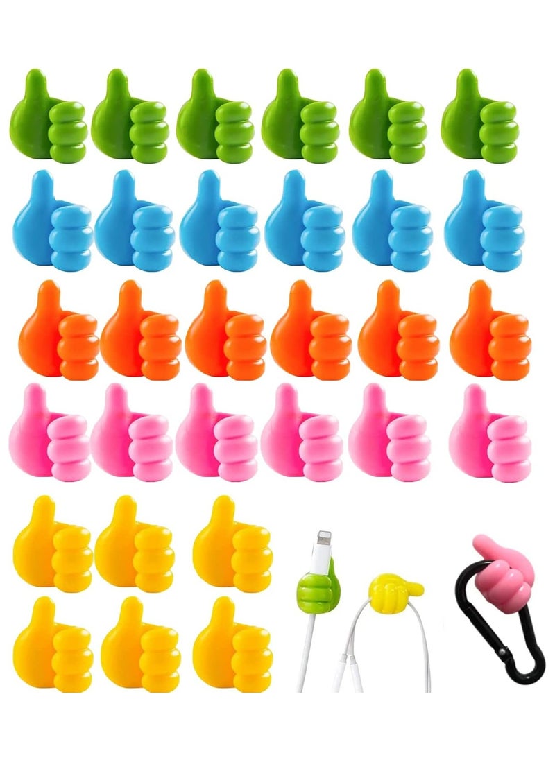 Oasisgalore 30PCS Self-Adhesive Thumb Hooks, Silicone Wall Hook Clips for Cables & Decoration  - Image 1
