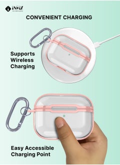 INEIX Clear Silicone  Shockproof Protective Case Cover for Apple AirPods Pro 2 (2nd generation) 2022-Clear/Pink  - Image 3