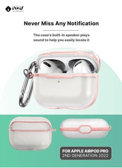 INEIX Clear Silicone  Shockproof Protective Case Cover for Apple AirPods Pro 2 (2nd generation) 2022-Clear/Pink  - Image 2