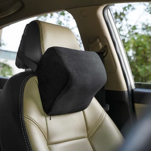 Wakefit Neck Pillow for Car | 2 in 1 Car Neck Pillow | Car Head Rest Pillow, Car Neck Pillow Memory Foam, Regular (Black - Set of 1) - Image 1
