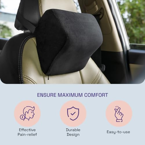 Wakefit Neck Pillow for Car | 2 in 1 Car Neck Pillow | Car Head Rest Pillow, Car Neck Pillow Memory Foam, Regular (Black - Set of 1) - Image 5