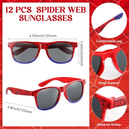 Kingdder 24 Pcs Spider Web Sunglasses and Silicone Wristbands Bracelets Spider Birthday Theme Party Favors Black Red Blue Party Decorations Supplies GiftsClassic - Image 5