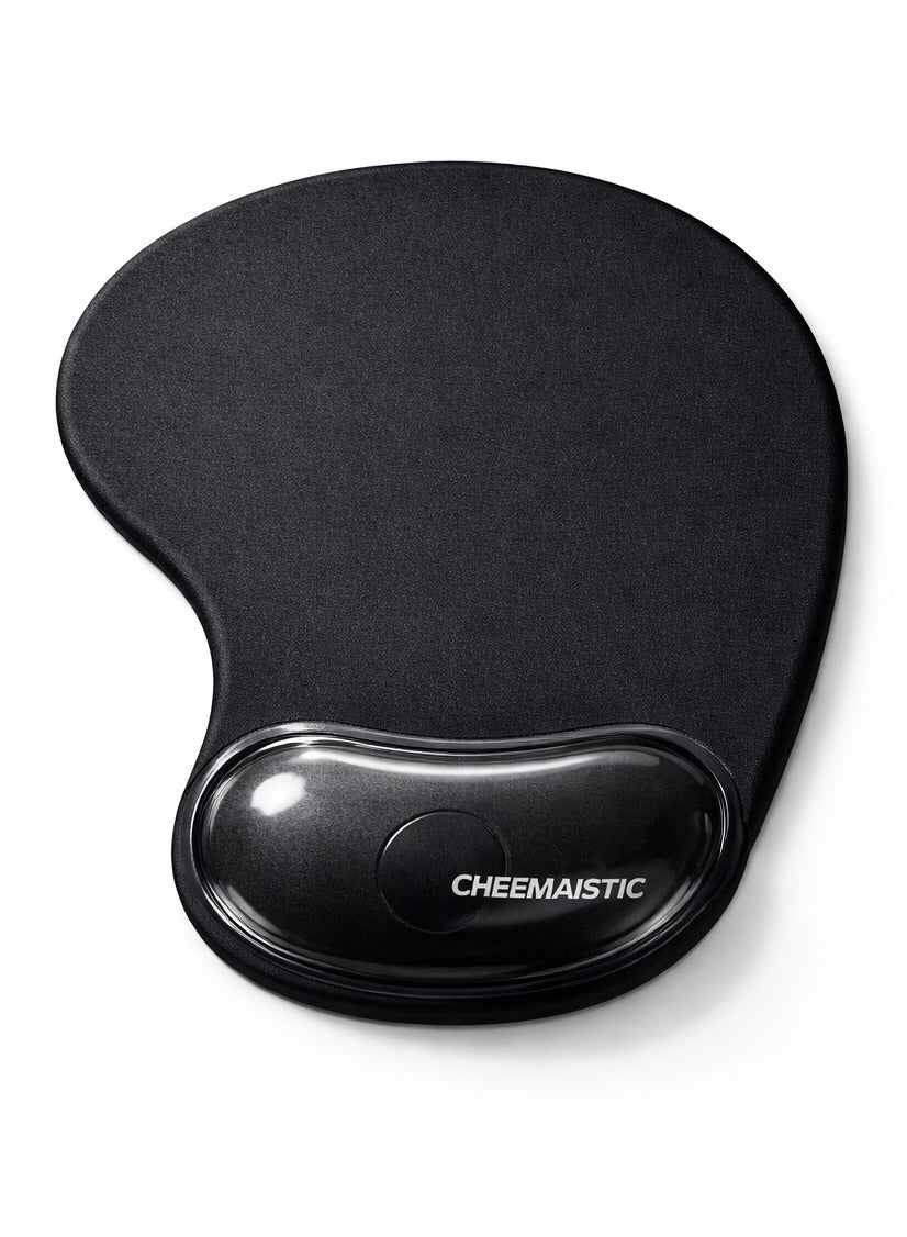 CHEEMAISTIC Ergonomic Mouse Pad with Gel Wrist Support, Comfortable Memory Foam Wrist Rest Mouse Pad, Anti-Slip Base, PU Base for Pain Relief, Smooth Surface for Gaming, Office, Home, Laptop, Computer Accessories, Black Color
