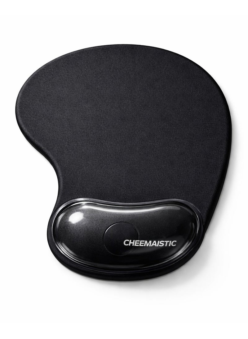 CHEEMAISTIC Ergonomic Mouse Pad with Gel Wrist Support, Comfortable Memory Foam Wrist Rest Mouse Pad, Anti-Slip Base, PU Base for Pain Relief, Smooth Surface for Gaming, Office, Home, Laptop, Computer Accessories, Black Color - Image 1