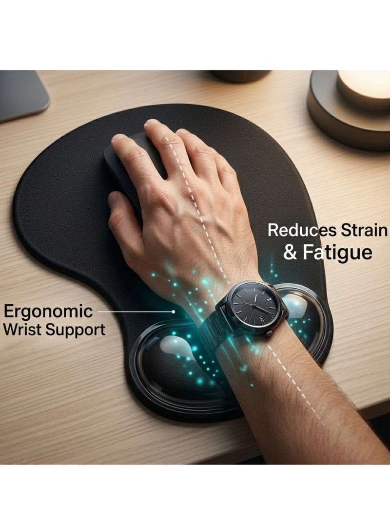 CHEEMAISTIC Ergonomic Mouse Pad with Gel Wrist Support, Comfortable Memory Foam Wrist Rest Mouse Pad, Anti-Slip Base, PU Base for Pain Relief, Smooth Surface for Gaming, Office, Home, Laptop, Computer Accessories, Black Color - Image 2