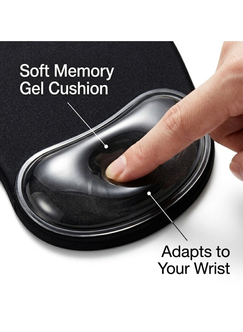 CHEEMAISTIC Ergonomic Mouse Pad with Gel Wrist Support, Comfortable Memory Foam Wrist Rest Mouse Pad, Anti-Slip Base, PU Base for Pain Relief, Smooth Surface for Gaming, Office, Home, Laptop, Computer Accessories, Black Color - Image 3