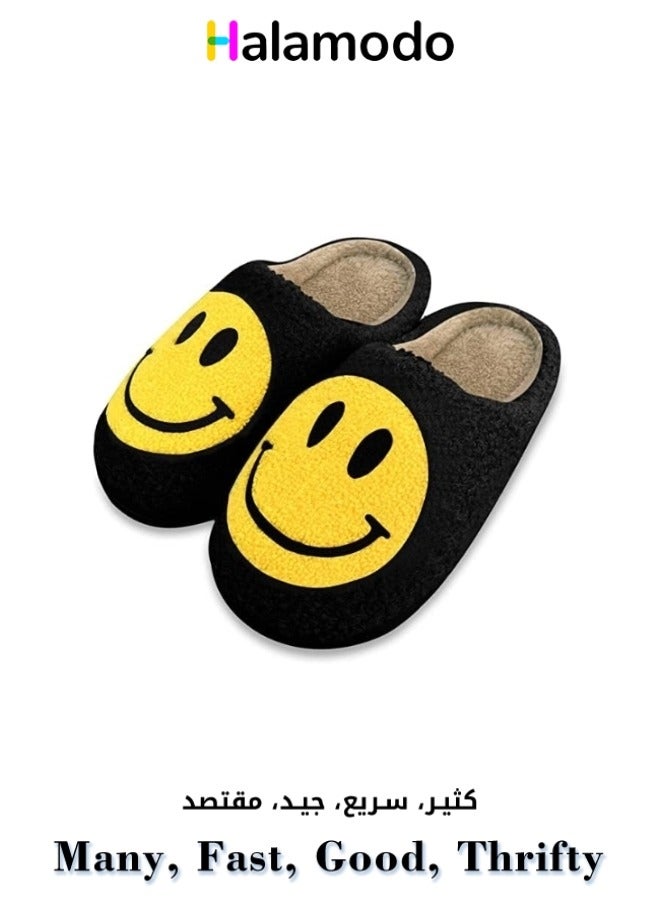 Smiling Face Autumn And Winter Slippers, Couple Cotton Slippers, Home Use Cute Cartoon Non-slip And Warm, 39 Size  - Image 1