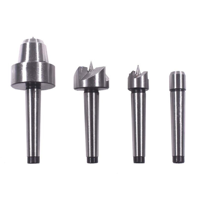 HGC 4 Pcs MT1 Steel Wood Lathe Live Center Drive Spur Cup Arbor with Wood Case - Image 2