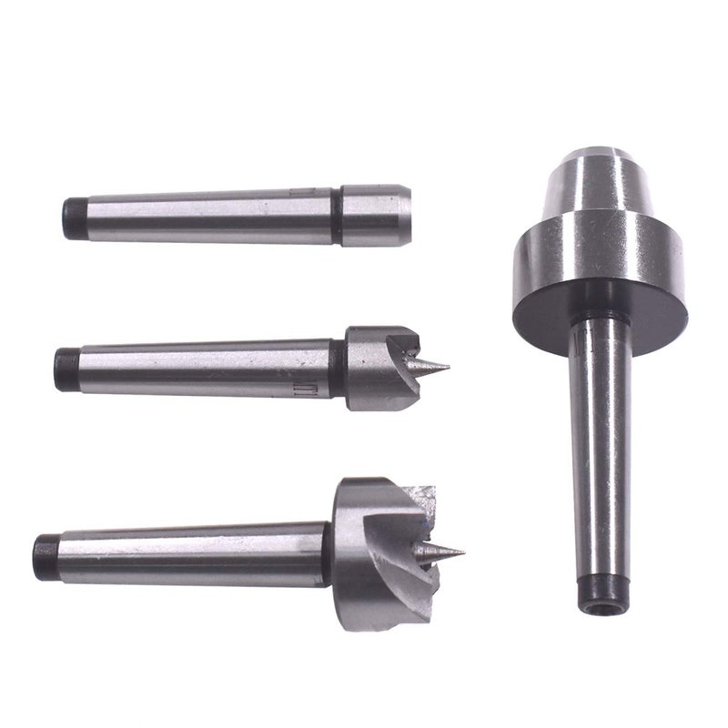 HGC 4 Pcs MT1 Steel Wood Lathe Live Center Drive Spur Cup Arbor with Wood Case - Image 5