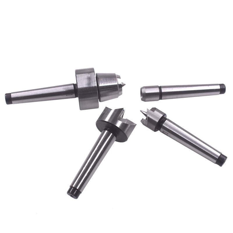 HGC 4 Pcs MT1 Steel Wood Lathe Live Center Drive Spur Cup Arbor with Wood Case - Image 3