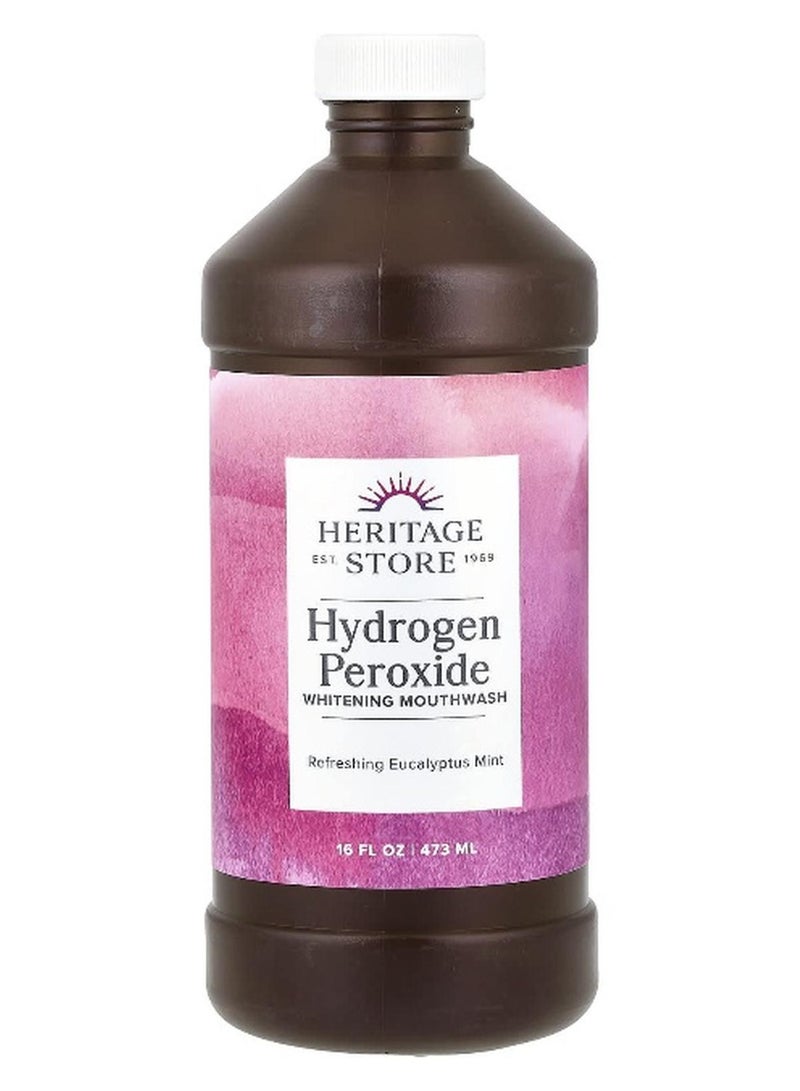 Heritage Store متجر التراث، غسول فم مبيض بيروكسيد الهيدروجين، نكهة المنثول المنعشة مع الأوكاليبتوس، 16 أونصة سائلة (473 مل) - Image 1