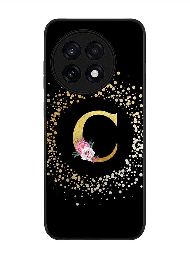 Stylizedd For OnePlus 13R / Ace 5 Pro Case,Slim fit Camera Protection, Shockproof Thin Phone cover  - Custom Monogram Floral - C ( Black )