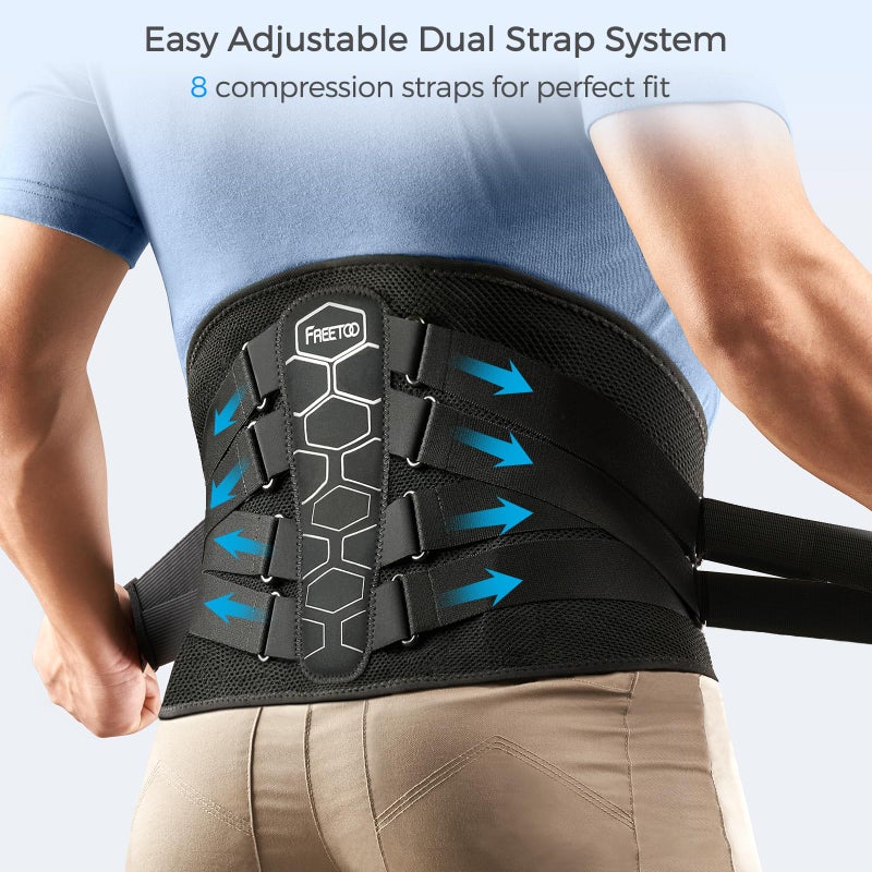 FREETOO Back Brace for Lower Back Pain Relief with Pulley System,Lumbar Support Belt for Men & Women with Lumbar Pad, Ergonomic Design and Soft Breathable 3D Knit Material,for Herniated Disc,Sciatica - Image 4