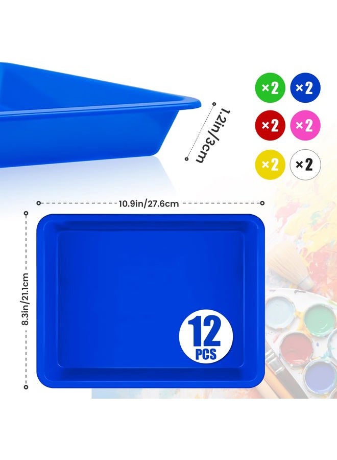 Jgalnim 12 Pack Plastic Art Trays,6 Colors Serving Tray,Activity Crafts Organizer Tray for School Classroom DIY Projects,Home Organizing Supply,Painting,Jewelry,Beads - Image 2