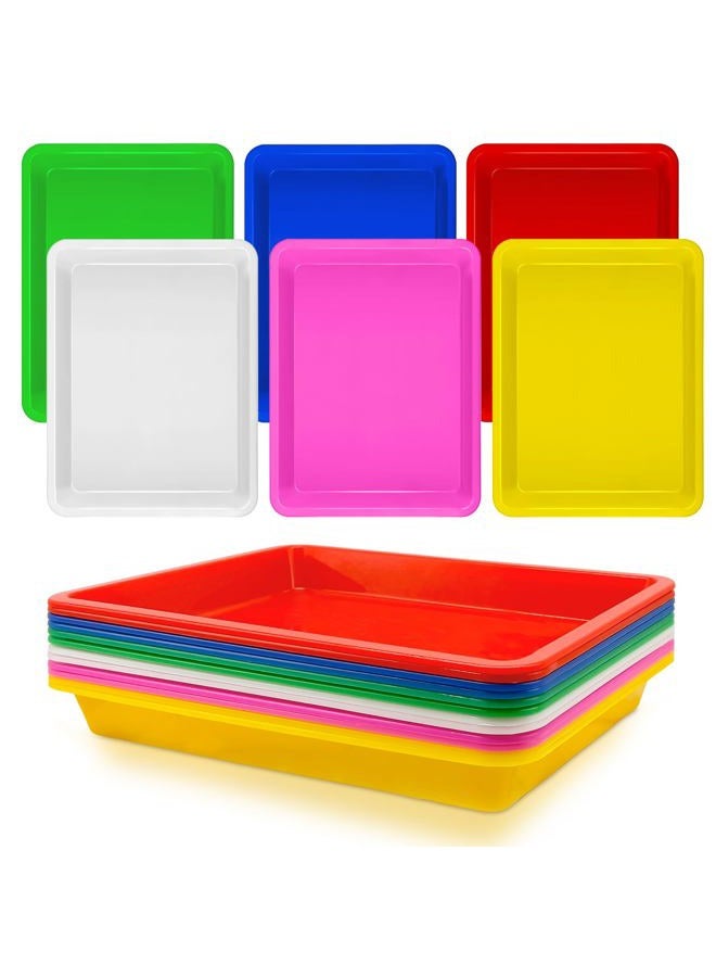 Jgalnim 12 Pack Plastic Art Trays,6 Colors Serving Tray,Activity Crafts Organizer Tray for School Classroom DIY Projects,Home Organizing Supply,Painting,Jewelry,Beads - Image 1