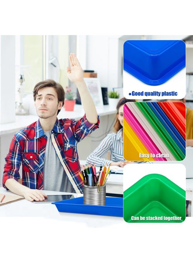 Jgalnim 12 Pack Plastic Art Trays,6 Colors Serving Tray,Activity Crafts Organizer Tray for School Classroom DIY Projects,Home Organizing Supply,Painting,Jewelry,Beads - Image 3