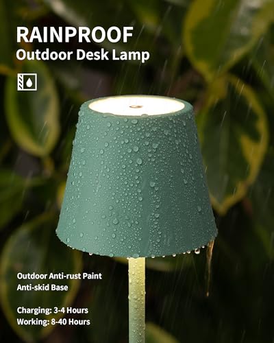 KDG 2 Pack Cordless Table Lamp,Portable LED Desk Lamp, 4000mAh Battery Operated, 3 Color Stepless Dimming Up, for Restaurant/Bedroom/Bars/Outdoor Party/Camping/Coffee Shop Night Light(Green) - Image 3