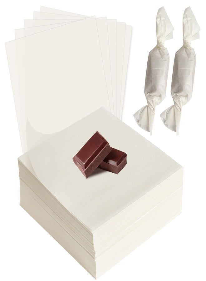 SBYURE1000pcs Wax Paper Candy Wrappers - Chocolate & Caramel Wrappers, 4.8x4.8 Inch Square Sheets for Caramel, Taffy, Nougat, Treats, Lollipop - Image 1