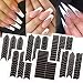 winthrop 1422 Pcs French Tip Nail Guides SelfAdhesive French Moon Shaped VShaped Manicure Strip Stickers for Edge Auxiliary Black DIY Decoration Stencil Tools11 Designs 36 Sheets - Image 2