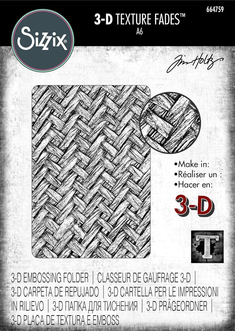 Sizzix 3D Texture Fades Embossing Folder 664759 Intertwine by Tim Holtz One Size - Image 2