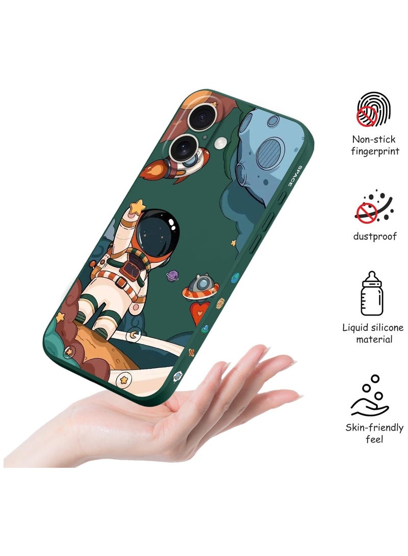 for iPhone 16 Plus Case Scratch Resistant Soft Slim Fit Floral Phone Cover for iPhone 16 Plus 6.7 inch-Astronaut Green  - Image 5