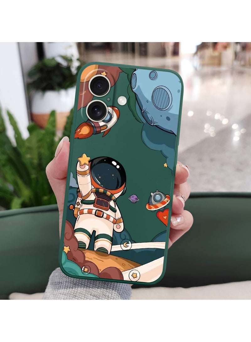 for iPhone 16 Plus Case Scratch Resistant Soft Slim Fit Floral Phone Cover for iPhone 16 Plus 6.7 inch-Astronaut Green  - Image 3