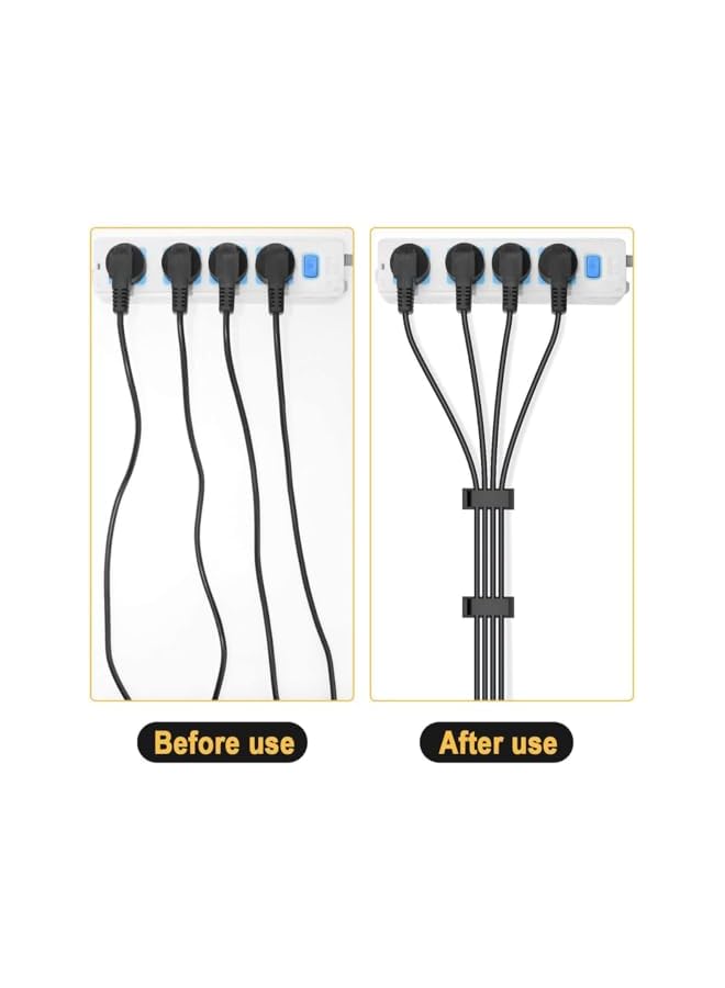 promass 50pcs Black Cable Management Clips | Self-Adhesive Organizers for TV, PC, Ethernet Cords | Desk & Home Office Wire Holders - Image 2