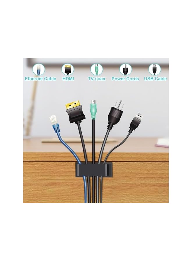 promass 50pcs Black Cable Management Clips | Self-Adhesive Organizers for TV, PC, Ethernet Cords | Desk & Home Office Wire Holders - Image 4