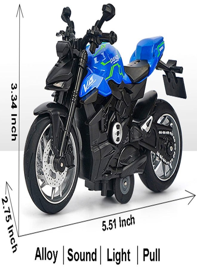 Gilumza Pull Back Motorcycle Toys, Ducati Gift with Music Lighting, Street Fighter Motorcycles Toy for Boys Kids Age 3-12 Year Old (Blue) - Image 2