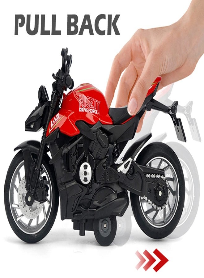 Gilumza Pull Back Motorcycle Toys, Ducati Gift with Music Lighting, Street Fighter Motorcycles Toy for Boys Kids Age 3-12 Year Old (Blue) - Image 3