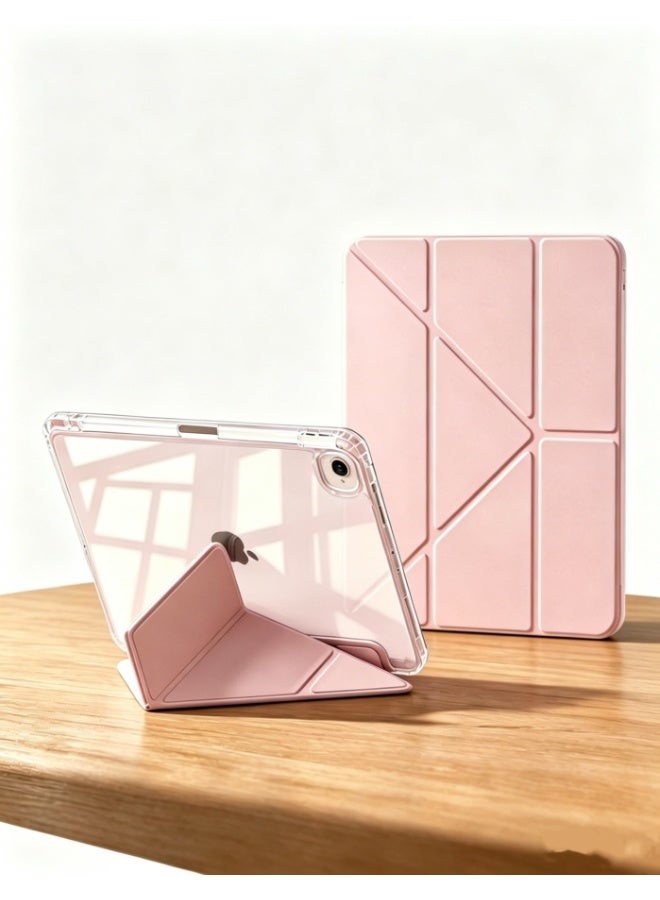 Hirospace Case for iPad(A16)11th 11 inch 2025/iPad 10th Gen 10.9 inch 2022, Transparent TPU Protective Case with Pencil Holder, Multi-Angle Y-Folding Stand, Auto Wake/Sleep Smart Cover, Shockproof Slim Flip Shell with Anti-Glare Screen Protector-pink - Image 1