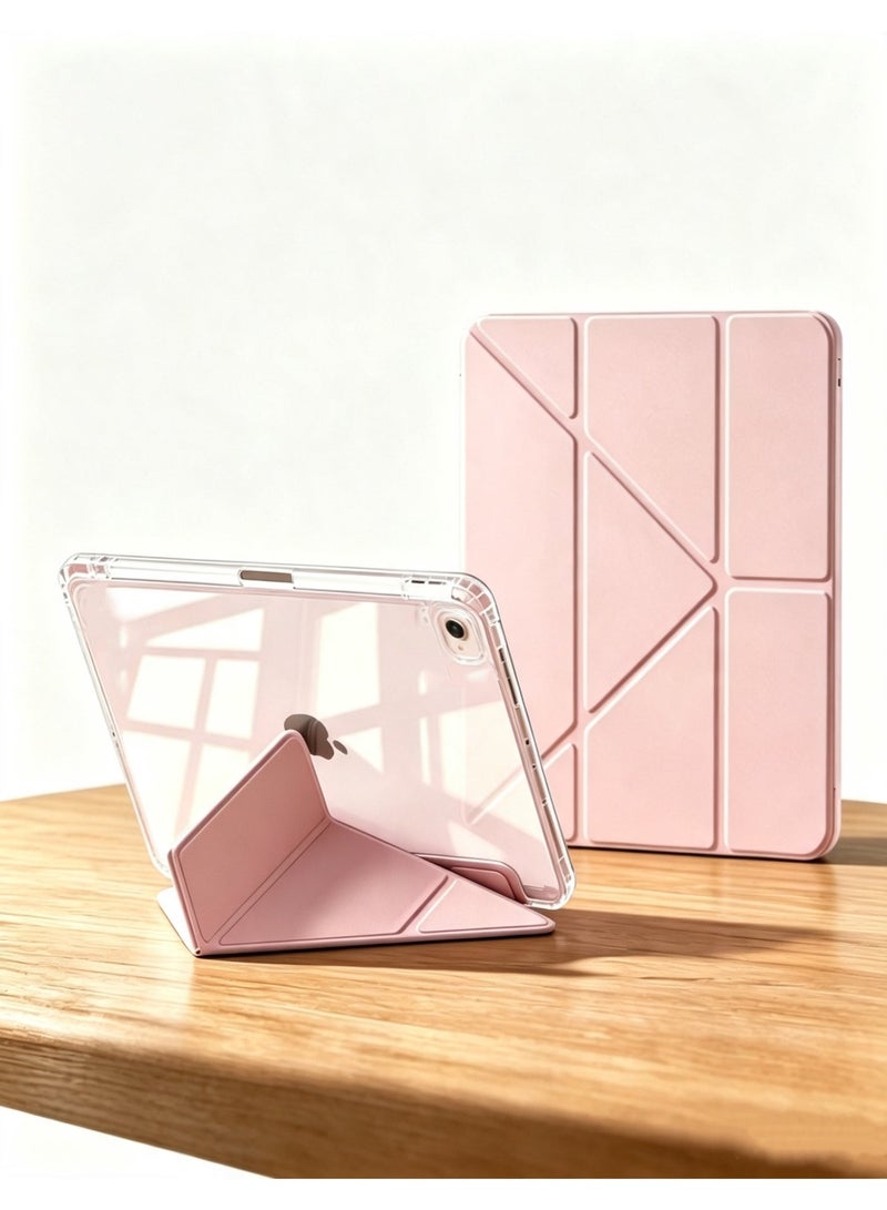 Hirospace Case for iPad(A16)11th 11 inch 2025/iPad 10th Gen 10.9 inch 2022, Transparent TPU Protective Case with Pencil Holder, Multi-Angle Y-Folding Stand, Auto Wake/Sleep Smart Cover, Shockproof Slim Flip Shell with Anti-Glare Screen Protector-pink - Image 1