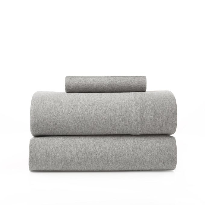 ROAD TRIP AMERICA JERSEY TWIN SHEETS SET COTTON 3 PIECES ALL SEASONAL DEEP POCKETS SOFT COZY KNIT STRETCHY SHEETS HOTEL AND RESIDENTIAL QUALITY LIGHT HEATHERED GREY TWIN