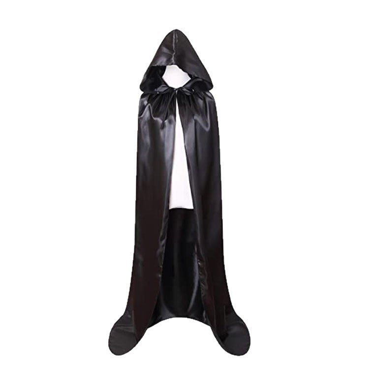 Costyle Halloween Cape Costume Accessory - Black Death Cloak for Adults, Witch Wizard Vampire Theme - Image 3