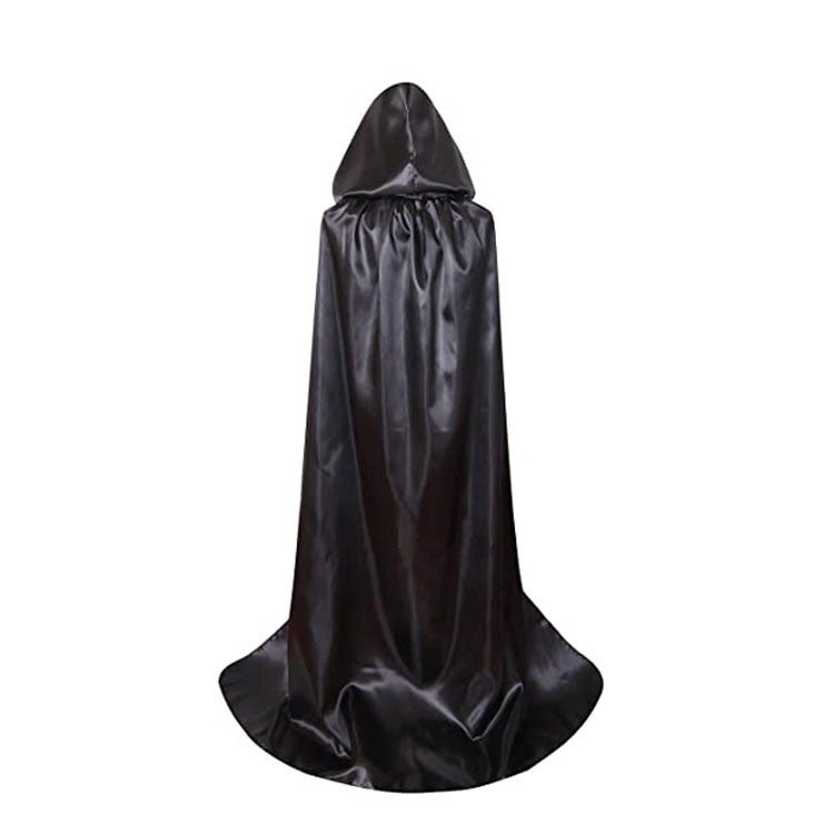 Costyle Halloween Cape Costume Accessory - Black Death Cloak for Adults, Witch Wizard Vampire Theme - Image 2