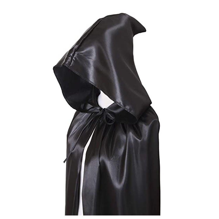Costyle Halloween Cape Costume Accessory - Black Death Cloak for Adults, Witch Wizard Vampire Theme - Image 1