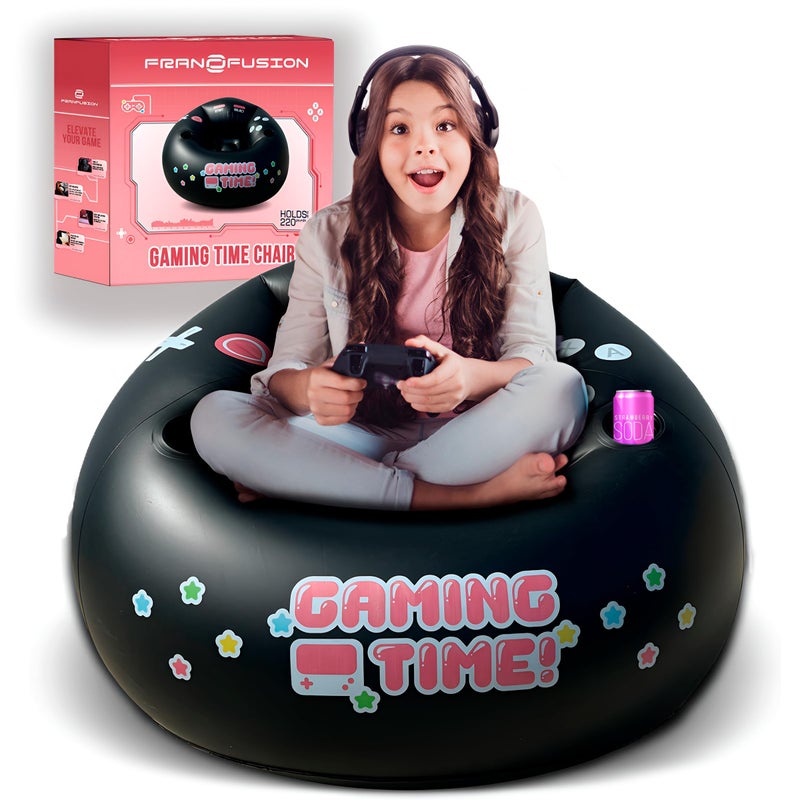 Inflatable Gaming Chair for Kids Teens with Cup Holders and Side Pocket This Air Gaming Bean Bag Chairs for kids is The Perfect Furniture for Gamer Room Decor Perfect Gaming Stuff for boys 412