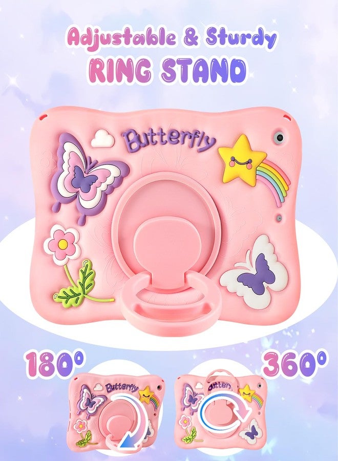 Kidcube for iPad 9th/8th/7th Generation Case 10.2 Inch - for Girls Cute Girly Kawaii 3D Butterfly Design Cover with Rotating Stand & Strap Unique Silicone Teens Women for iPad 9th/8th/7th Gen Case - Image 4