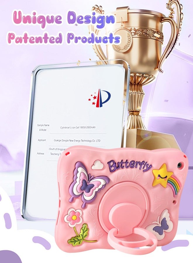 Kidcube for iPad 9th/8th/7th Generation Case 10.2 Inch - for Girls Cute Girly Kawaii 3D Butterfly Design Cover with Rotating Stand & Strap Unique Silicone Teens Women for iPad 9th/8th/7th Gen Case - Image 5
