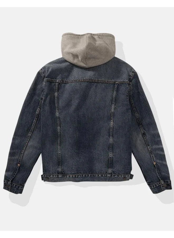 American Eagle AE Hooded Denim Trucker Jacket