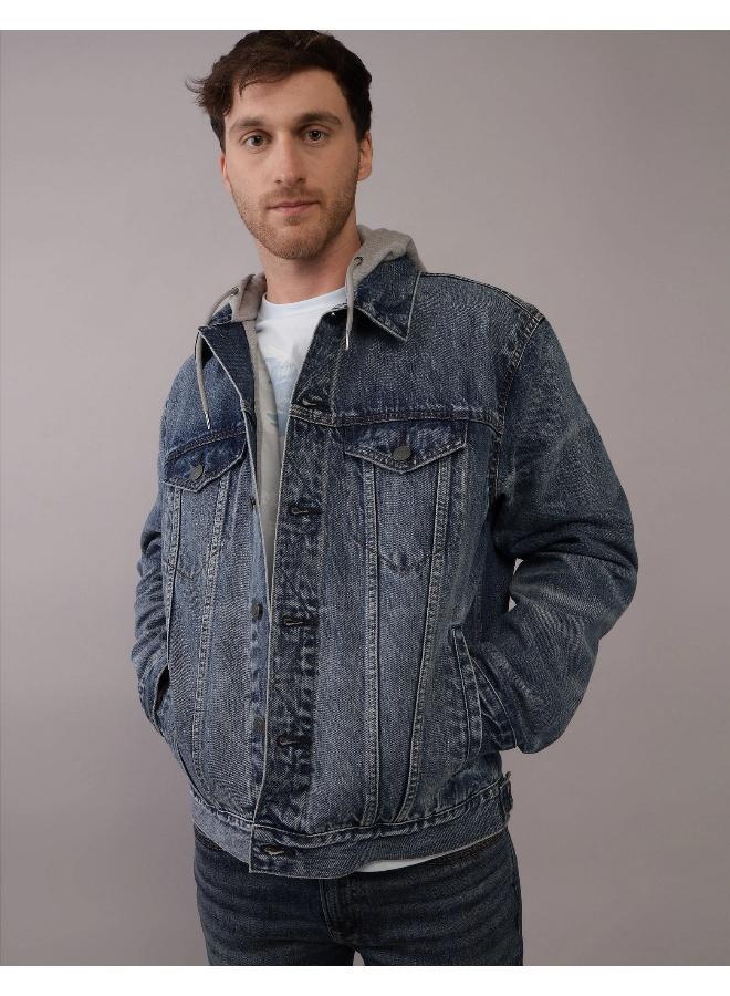 امريكان ايجل جاكيت دنيم بغطاء رأس - Image 1