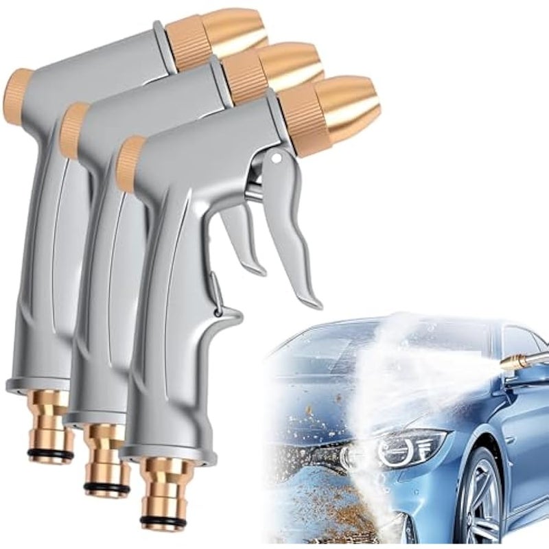 High Pressure Garden Hose Nozzle, 2025 New Upgrade Hose Sprayer Nozzle, Heavy Duty Metal Handheld Spray Nozzles for Garden Hose for Watering, Car Washing and Cleaning (Short-3pcs) - Image 1