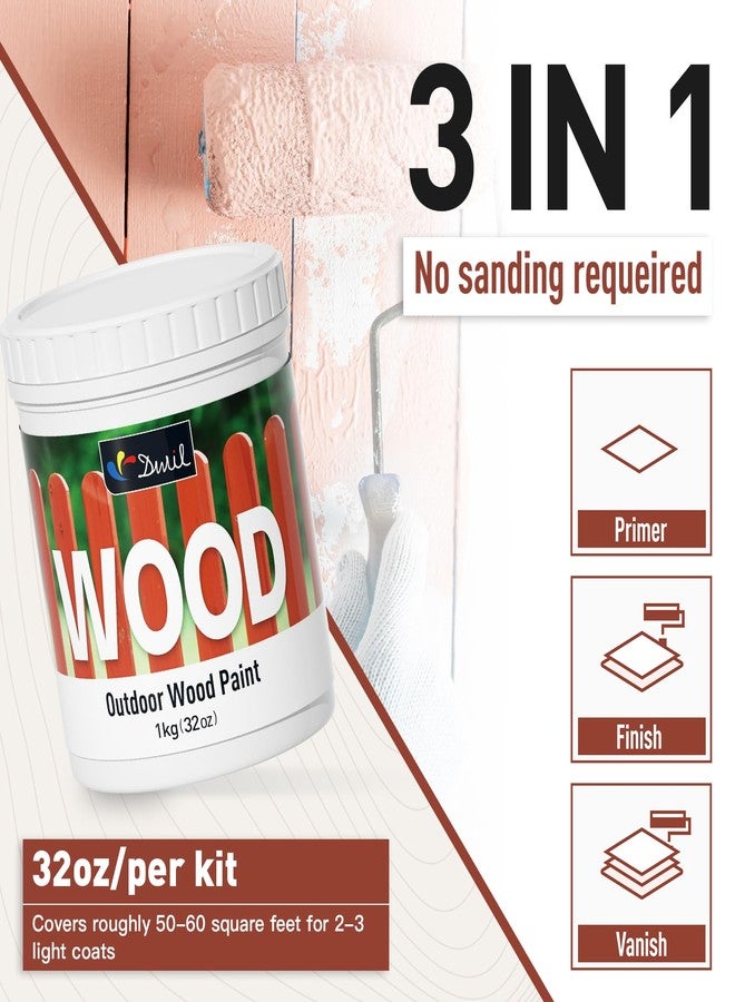 DWIL Wood Paint, White Paint for Wood, No Sanding& Fast Dry Outdoor WoodPaints, Water Based& Low Odor Furniture Door Cabinet Paints, Perfect for Indoor/Exterior White, 50-60sq.ft - Image 2