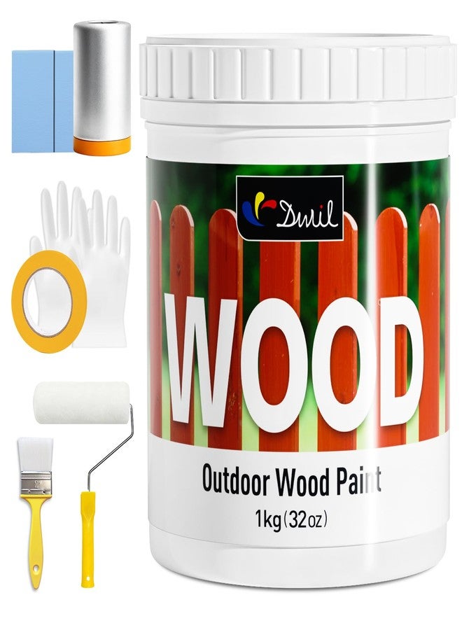 DWIL Wood Paint, White Paint for Wood, No Sanding& Fast Dry Outdoor WoodPaints, Water Based& Low Odor Furniture Door Cabinet Paints, Perfect for Indoor/Exterior White, 50-60sq.ft - Image 1