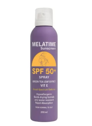 Melatime Sunscreen Spray SPF 50+ With Green Tea Leaf Extract And Vitamin E - pzsku/ZFA2BB73705ECBB67C3DFZ/45/1747741710/c0bc5fea-9554-40f9-beb8-5ef7e4f526dc