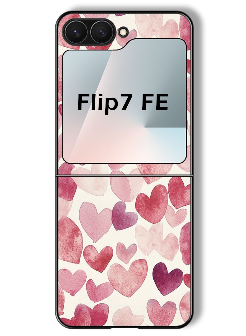 Theodor Case Compatible with Samsung Galaxy Z Flip 7 FE 6.7 Inch Protection Shockproof Bumper Cover Heart Painitng - Image 1