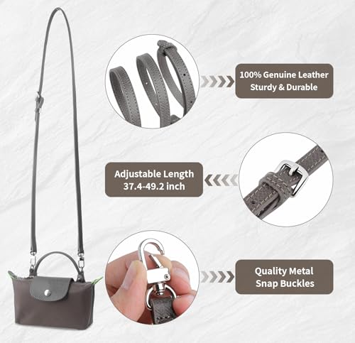 KOMHPS Purse Straps Replacement, Leather Handbag Crossbody Shoulder Strap Kit Adjustable for Mini Longcamp Tote Bag Women - Image 5