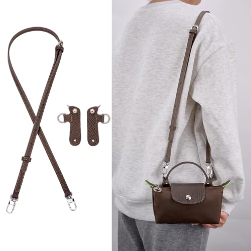 KOMHPS Purse Straps Replacement, Leather Handbag Crossbody Shoulder Strap Kit Adjustable for Mini Longcamp Tote Bag Women - Image 2